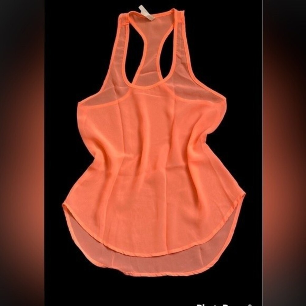 Truth NYC Cute Summer Orange Neon Sheer Tank Women Top Sz S NWOT
